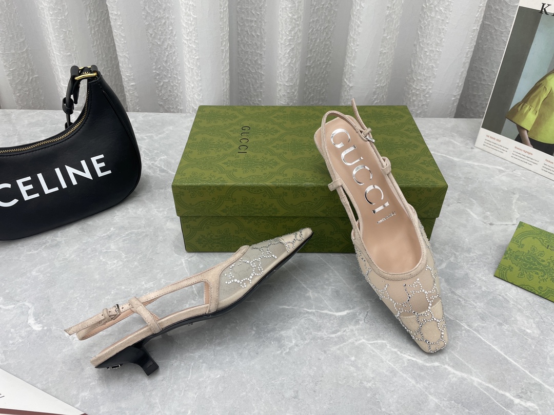 Newest GuCC*I2022ss Net Drills Sandals: Stylish Italian Bottom, Custom Sheep Skin, Various Colors - 图片 4