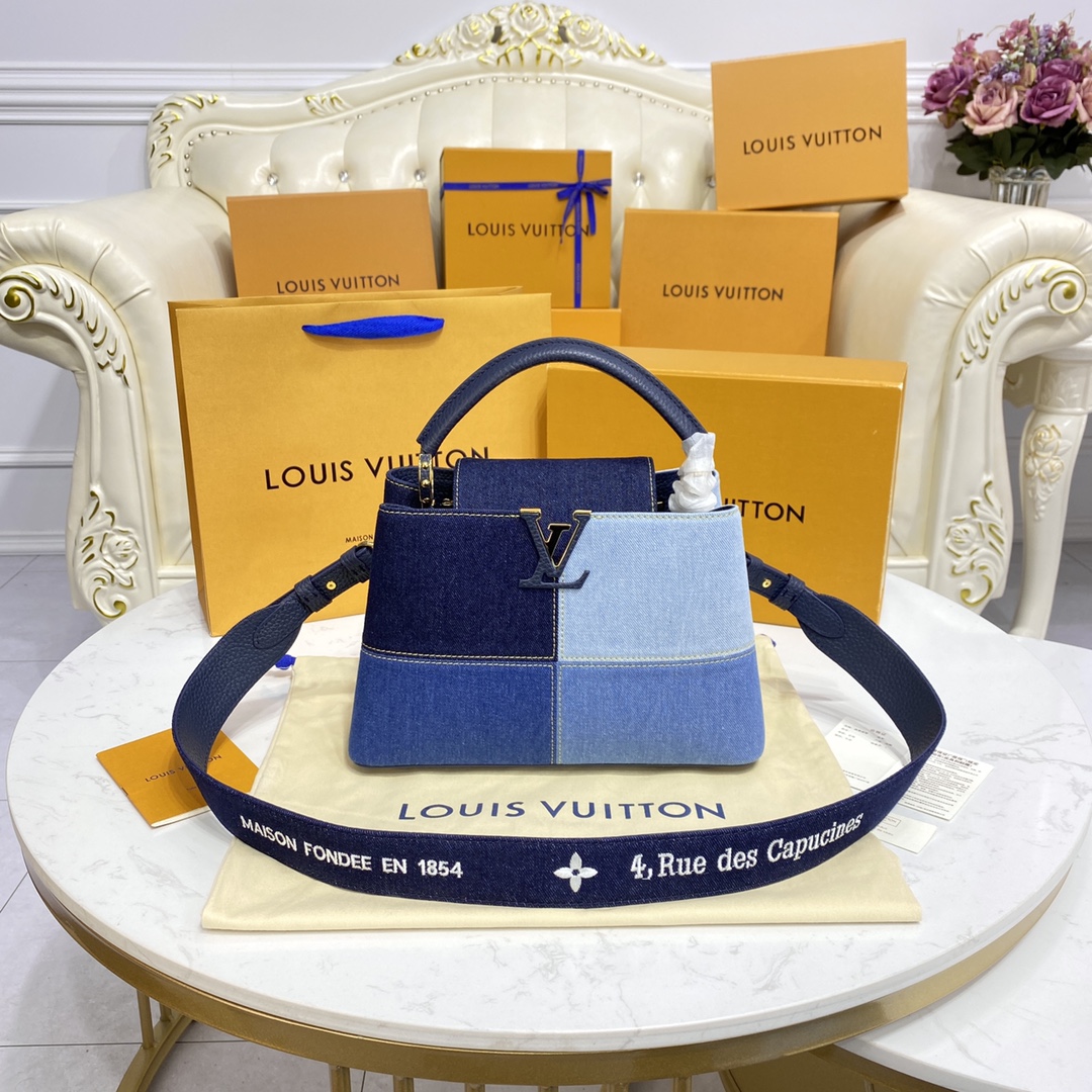 Louis Vuitton LV Capucines Bags Handbags Replica Every Designer
 Blue Denim Splicing Cowhide Snake Skin M59430