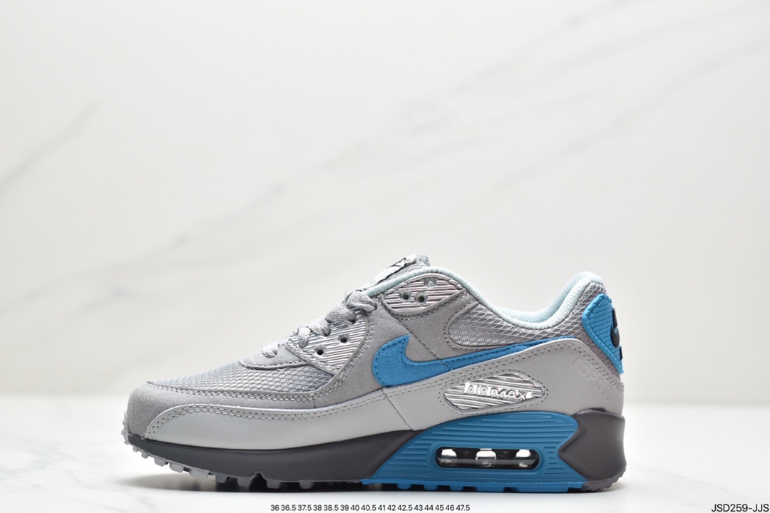 200 公司级耐克Air Max 90 红蓝鸳鸯 灰麂皮 经典复古小气垫缓震跑鞋DC4466