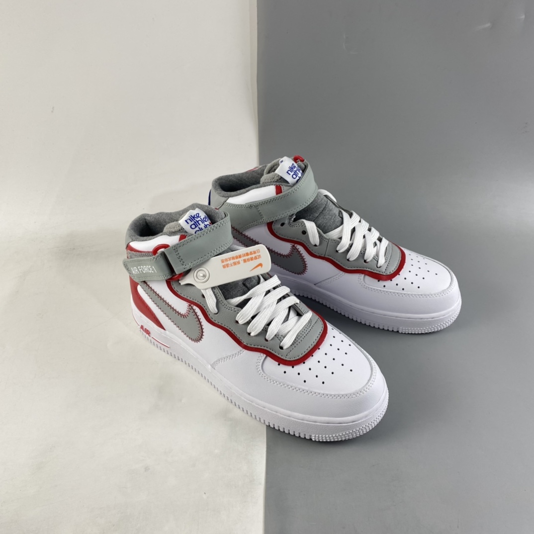 P240 NIKE Air Force 1’07 QS 运动板鞋灰白红 DH7451-100