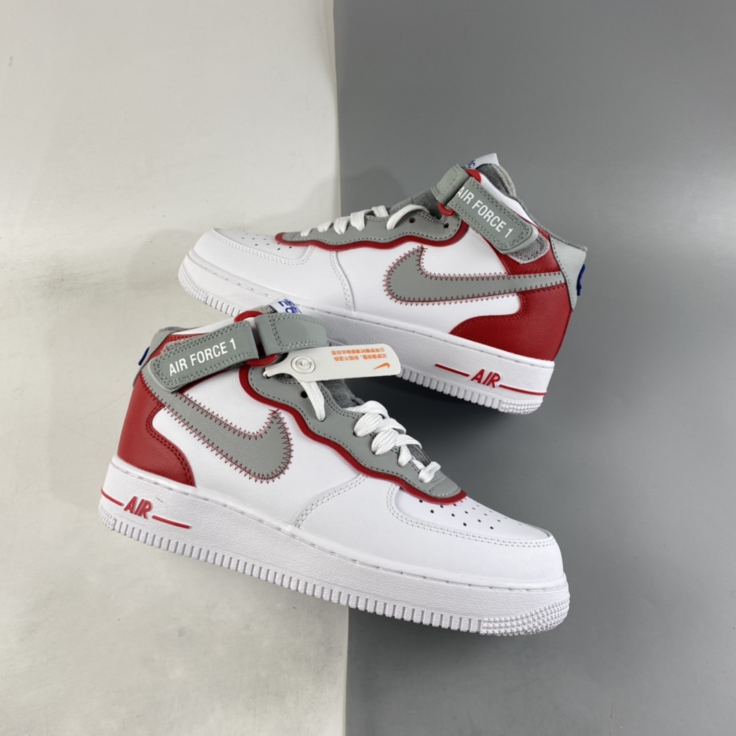 P240 NIKE Air Force 1’07 QS 运动板鞋灰白红 DH7451-100