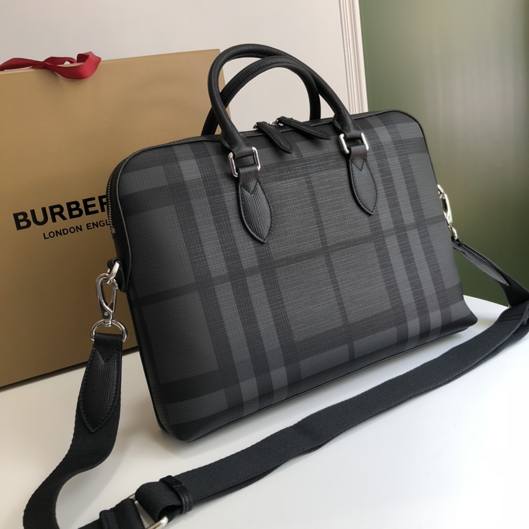 Burberry Briefcase Gray Check 37 x 5 x 27cm business
