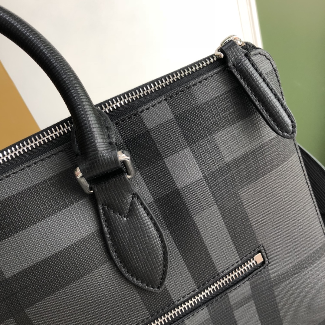 Burberry Briefcase Smoked Check Black Grey small business