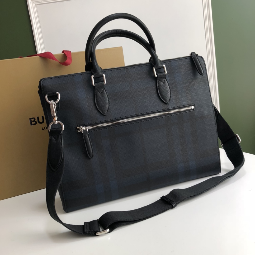 Burberry Briefcase Dark Blue Check business