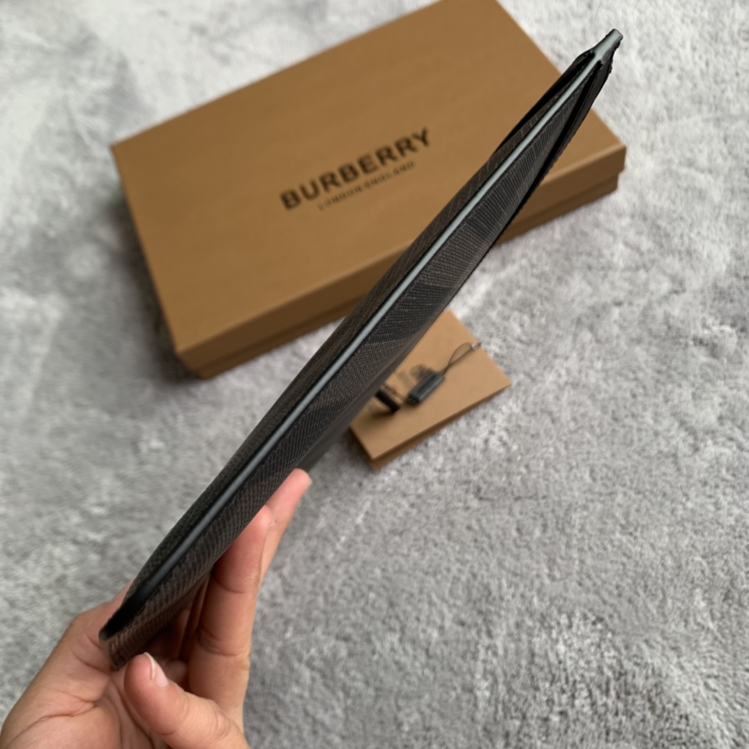 Burberry Zip Pouch Charcoal Check 30x20cm business