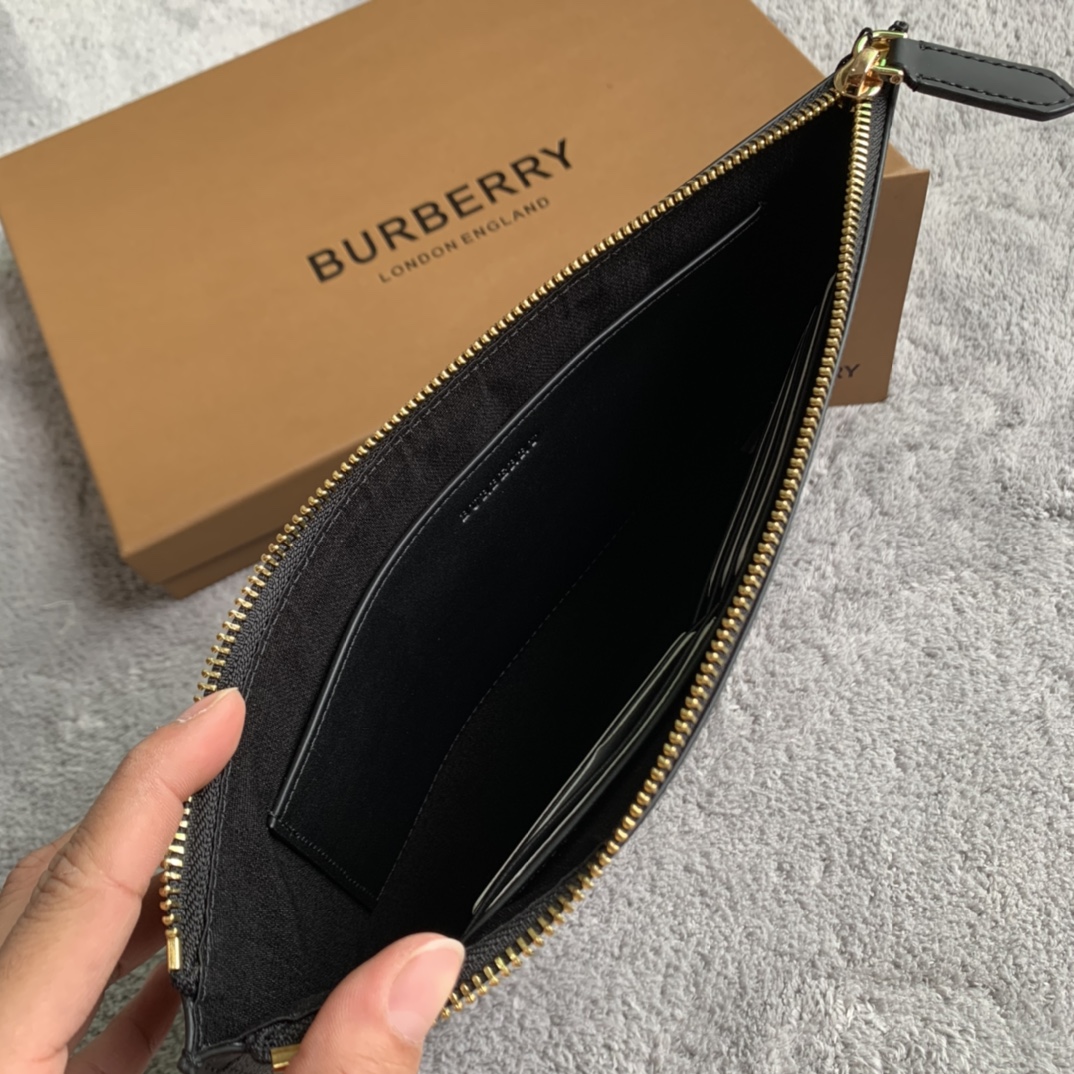 Burberry Zip Pouch Charcoal Check 30x20cm business