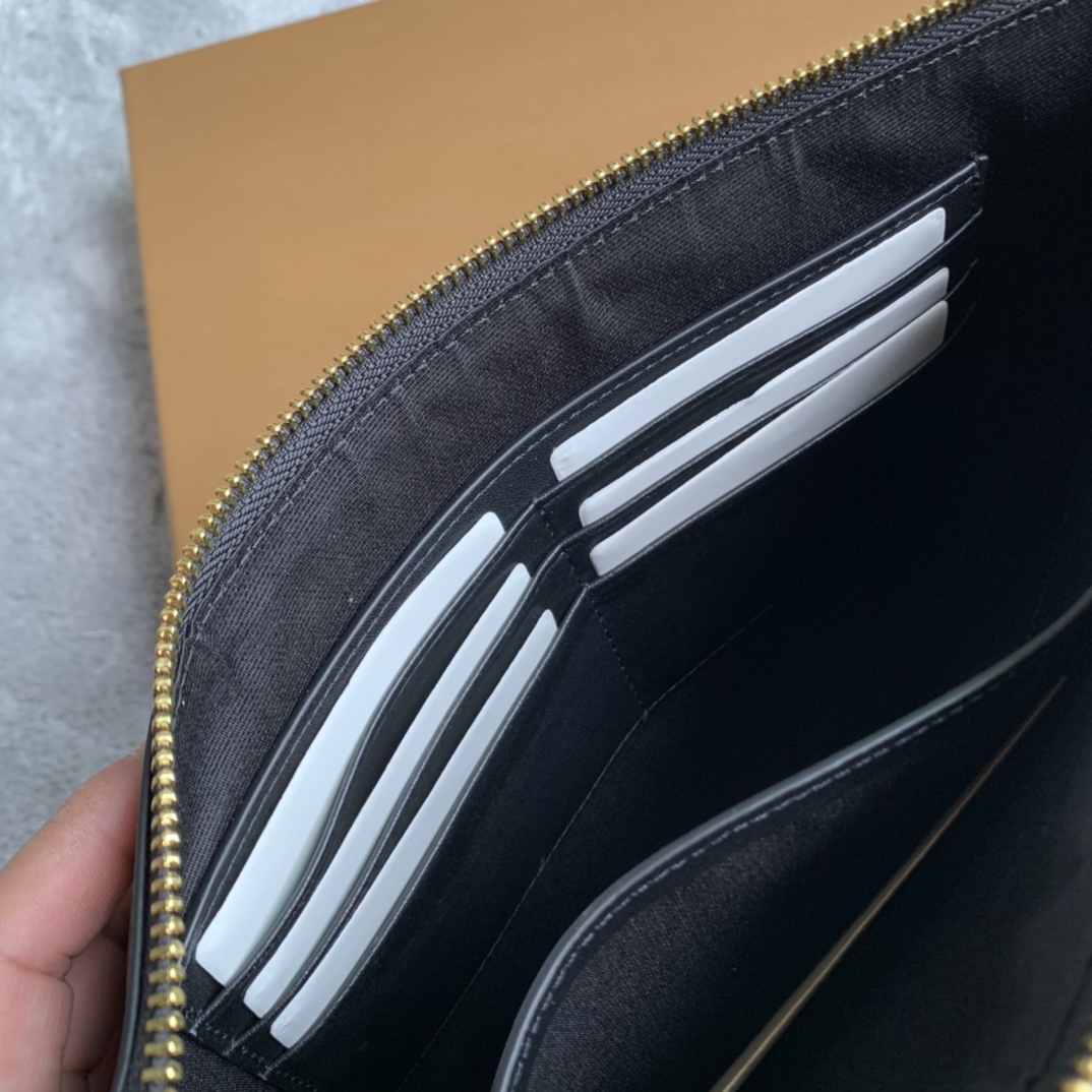 Burberry Zip Pouch Charcoal Check 30x20cm business