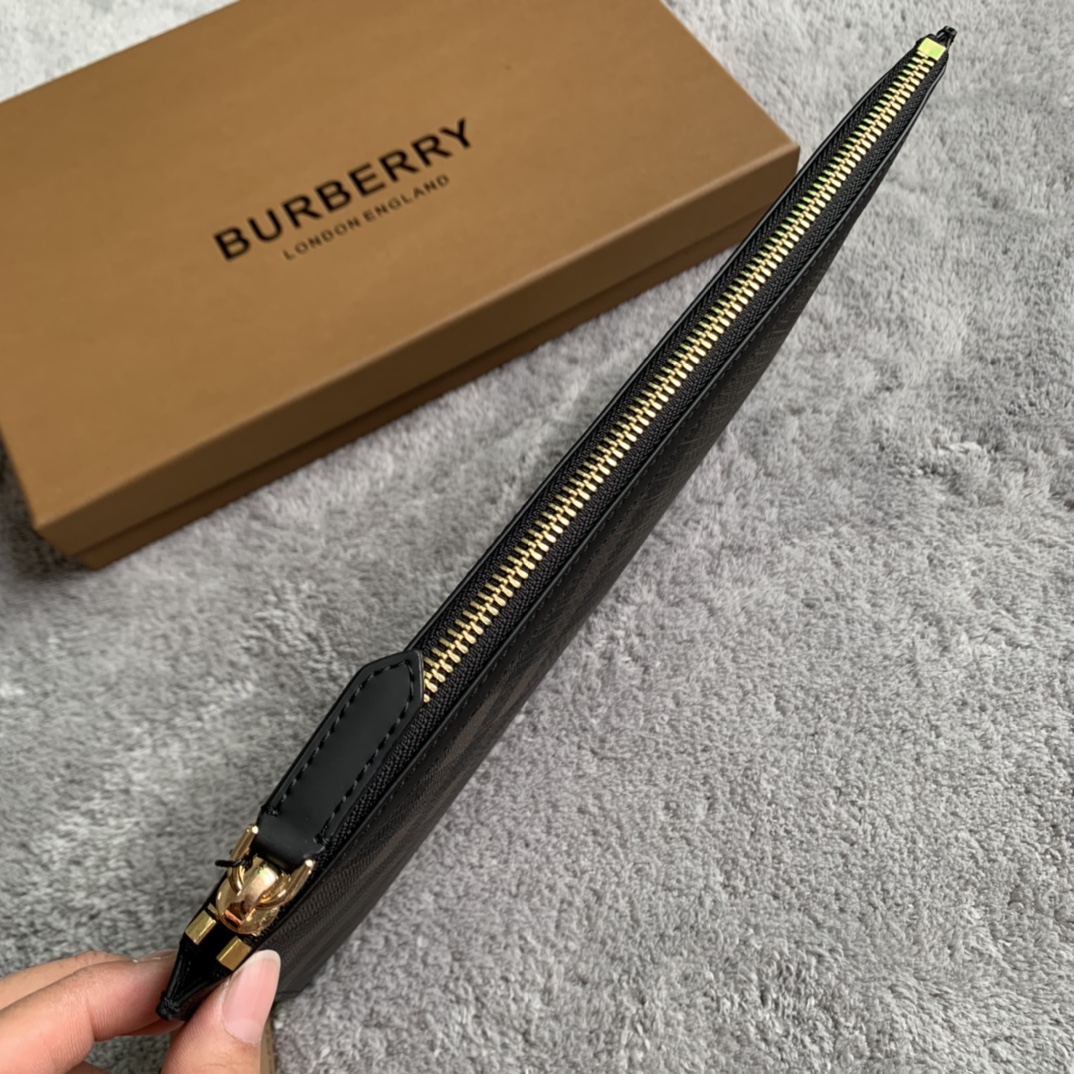 Burberry Zip Pouch Charcoal Check 30x20cm business