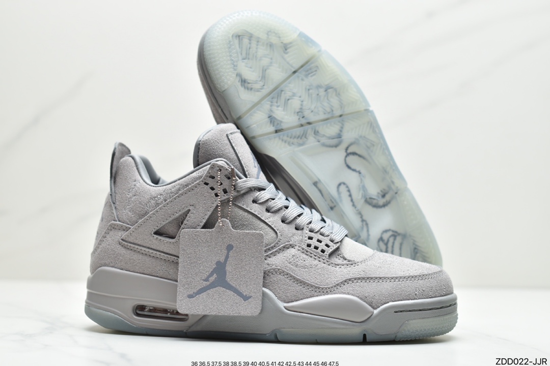 230 公司级 耐克Kaws x Air Jordan 4 AJ4乔4 限量联名 灰麂皮 男女子文化篮球鞋 930155-003
