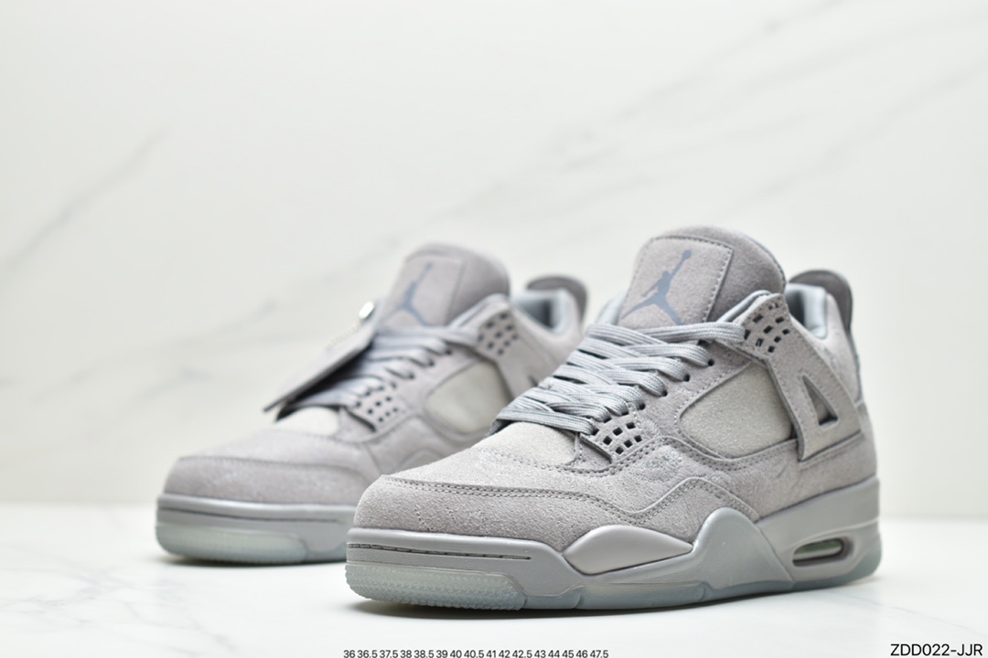230 公司级 耐克Kaws x Air Jordan 4 AJ4乔4 限量联名 灰麂皮 男女子文化篮球鞋 930155-003
