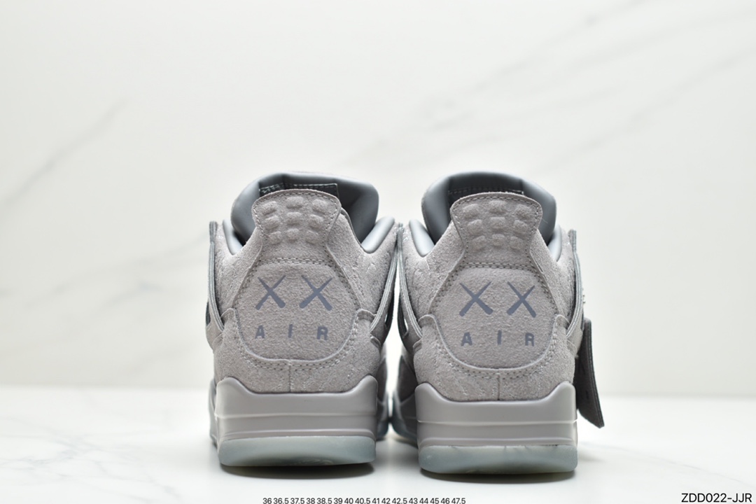 230 公司级 耐克Kaws x Air Jordan 4 AJ4乔4 限量联名 灰麂皮 男女子文化篮球鞋 930155-003