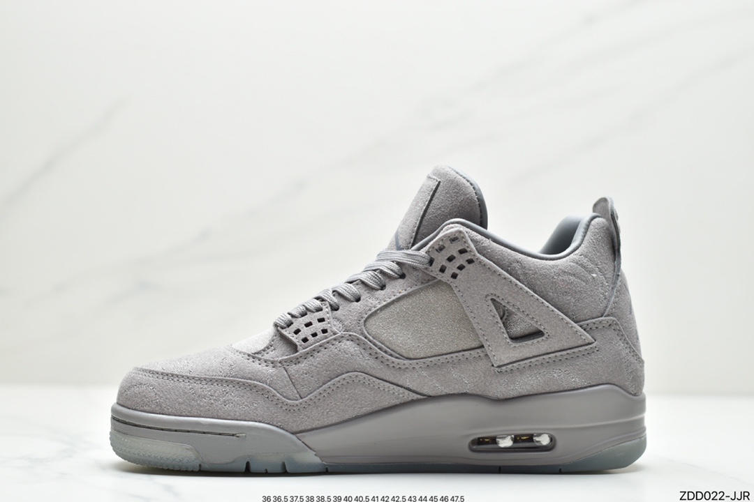 230 公司级 耐克Kaws x Air Jordan 4 AJ4乔4 限量联名 灰麂皮 男女子文化篮球鞋 930155-003