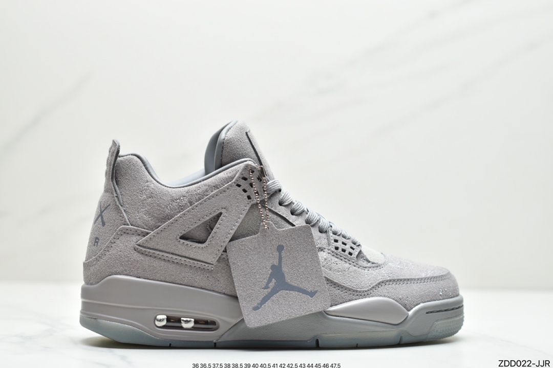 230 公司级 耐克Kaws x Air Jordan 4 AJ4乔4 限量联名 灰麂皮 男女子文化篮球鞋 930155-003