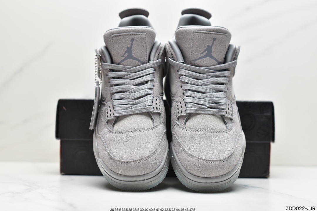 230 公司级 耐克Kaws x Air Jordan 4 AJ4乔4 限量联名 灰麂皮 男女子文化篮球鞋 930155-003