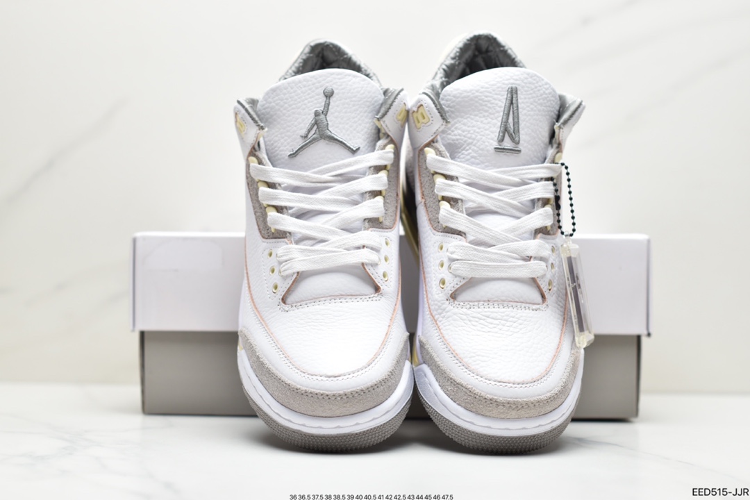 370 公司级Air Jordan 3”White Medium Grey”迈克尔·乔丹AJ3代中帮复古休闲运动文化篮球鞋DH3434-110