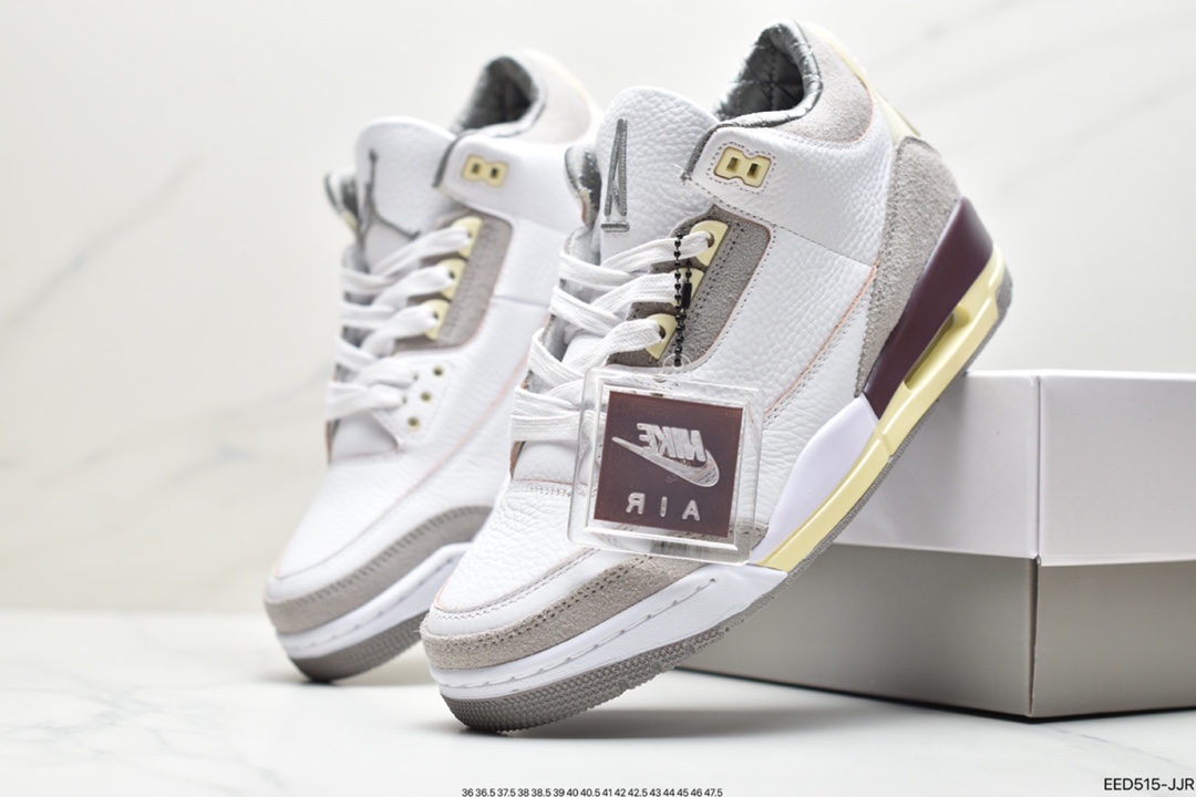 370 公司级Air Jordan 3”White Medium Grey”迈克尔·乔丹AJ3代中帮复古休闲运动文化篮球鞋DH3434-110