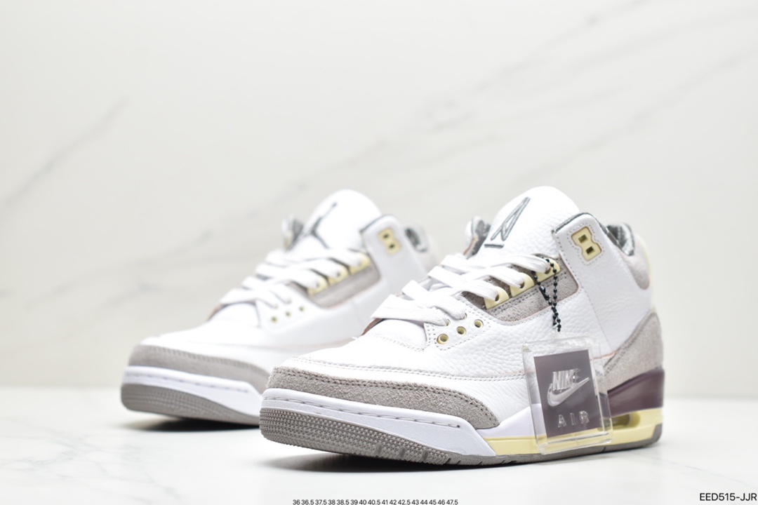 370 公司级Air Jordan 3”White Medium Grey”迈克尔·乔丹AJ3代中帮复古休闲运动文化篮球鞋DH3434-110