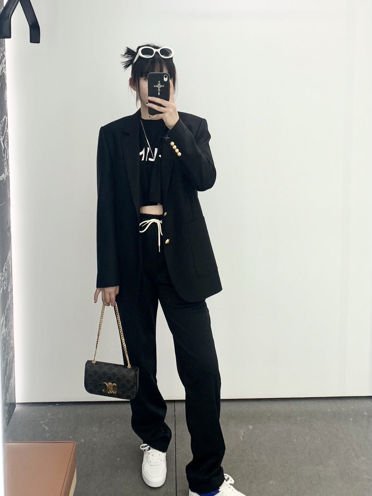 CELINE CHAIN SHOULDER 20.5CM BAG 197993老花/金扣