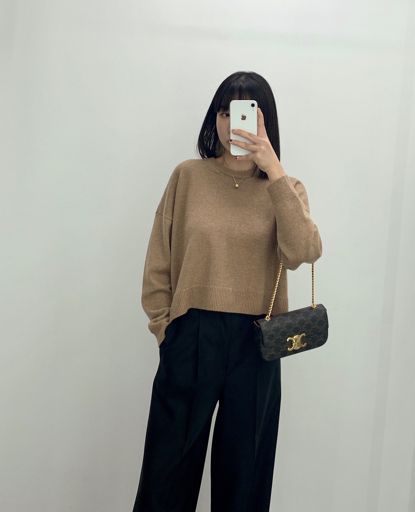CELINE CHAIN SHOULDER 20.5CM BAG 197993老花/金扣