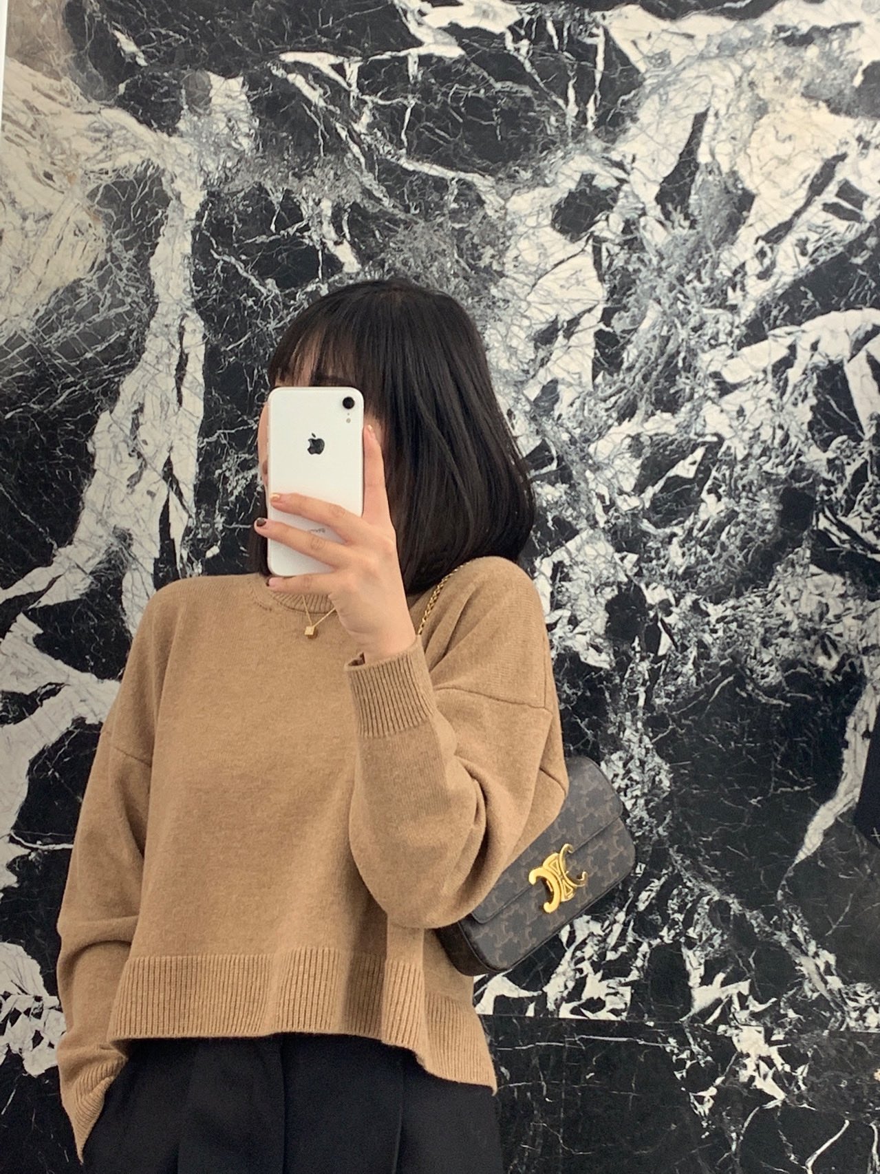 CELINE CHAIN SHOULDER 20.5CM BAG 197993老花/金扣