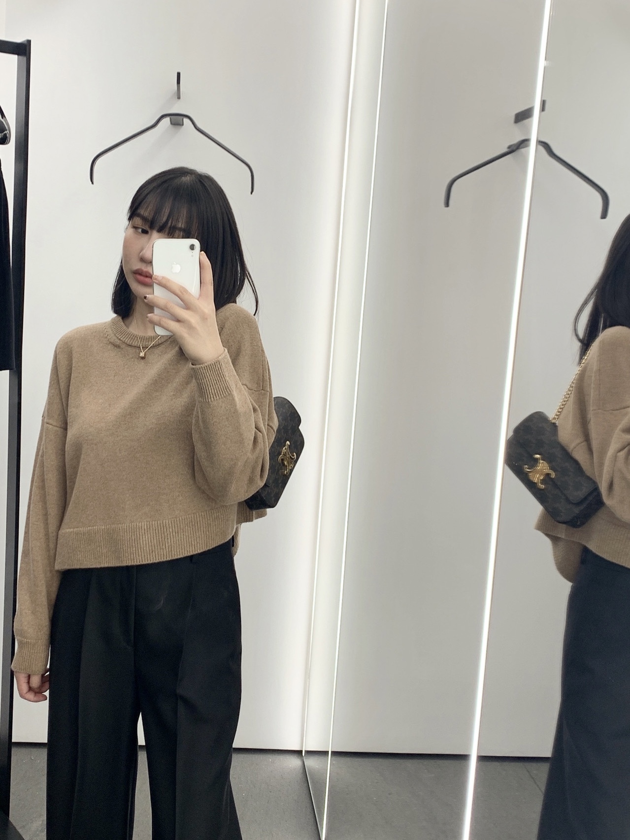 CELINE CHAIN SHOULDER 20.5CM BAG 197993老花/金扣