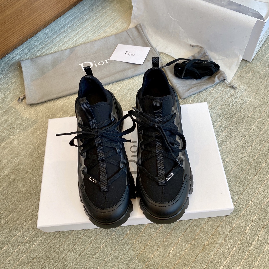 Dior Shoes Sneakers Apricot Color Black White Cowhide PVC Silk TPU