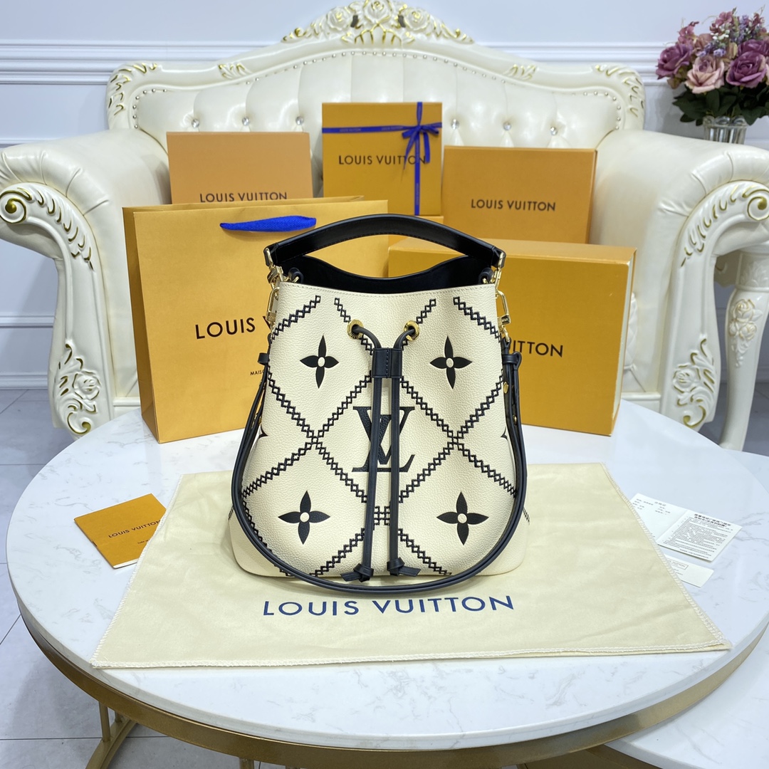 Louis Vuitton LV NeoNoe Handbags Bucket Bags Practical And Versatile Replica Designer
 Apricot Color White m46023
