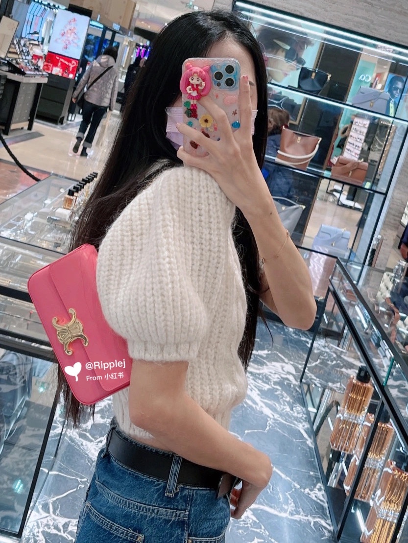 CELINE CHAIN SHOULDER 20.5CM BAG 197993粉红色