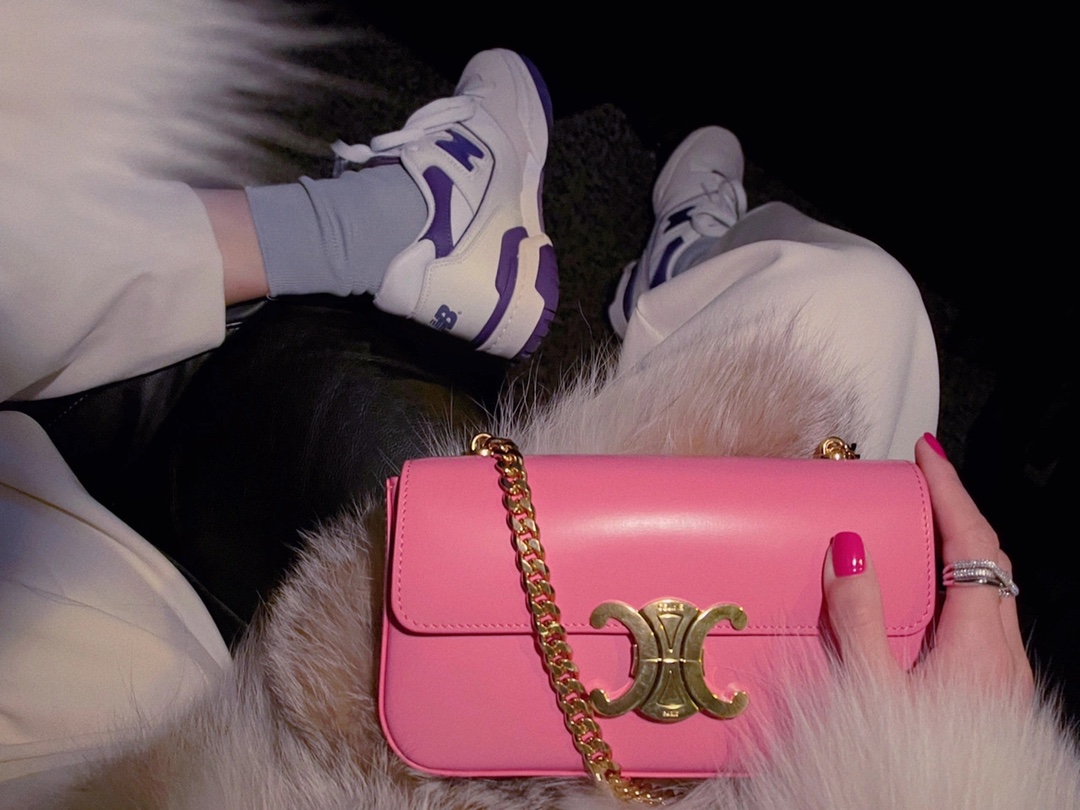 CELINE CHAIN SHOULDER 20.5CM BAG 197993粉红色