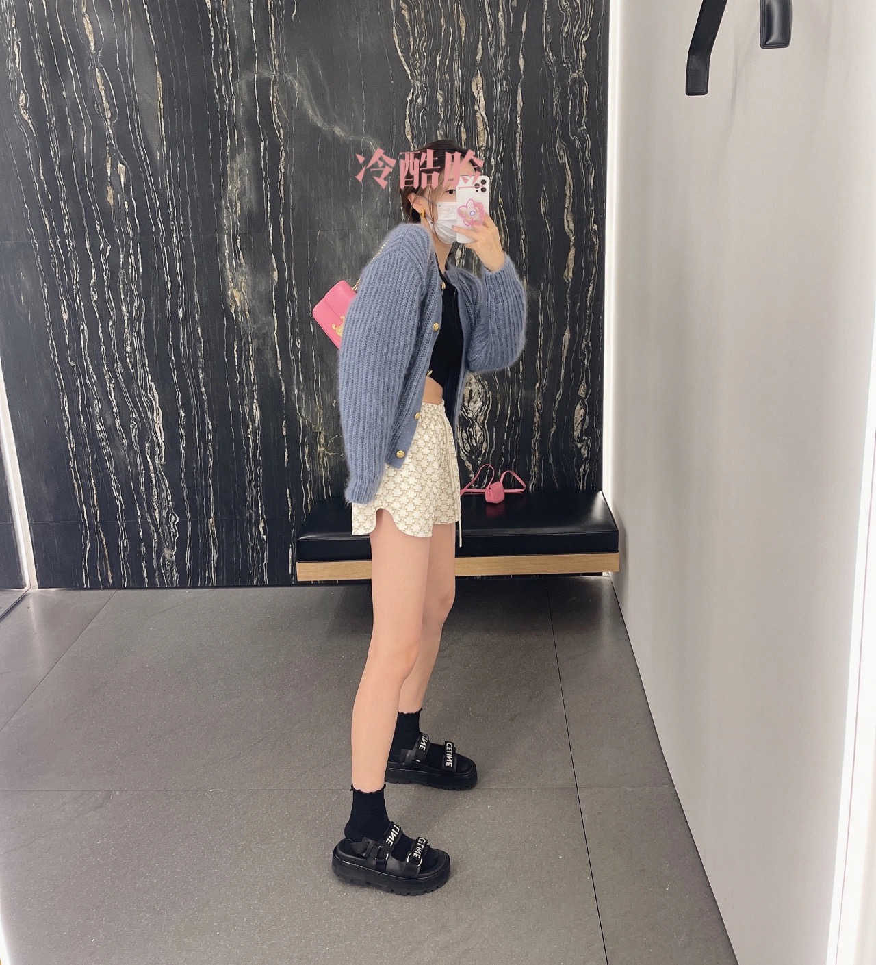 CELINE CHAIN SHOULDER 20.5CM BAG 197993粉红色