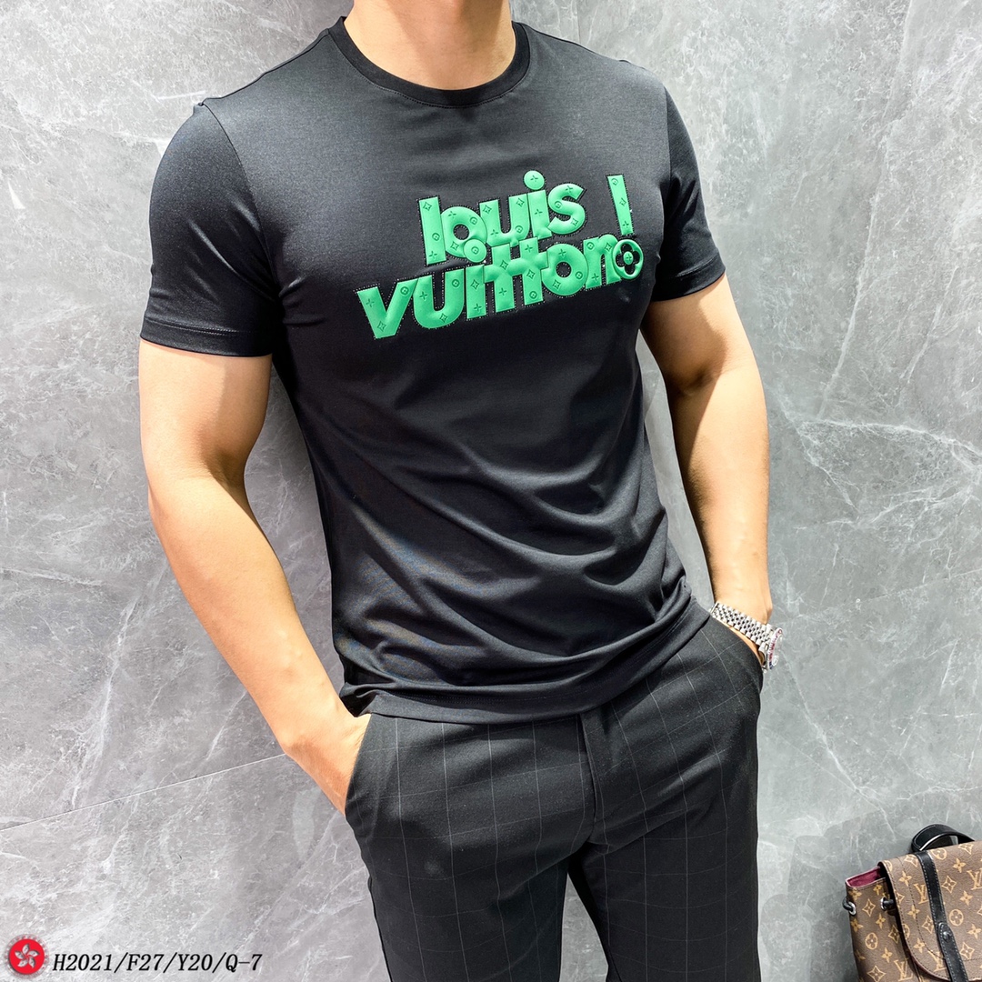 Louis Vuitton Clothing T-Shirt Printing Cotton Short Sleeve