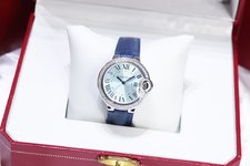 Buy Replica
 Cartier Watch Blue Denim Set With Diamonds Women Calfskin Cowhide