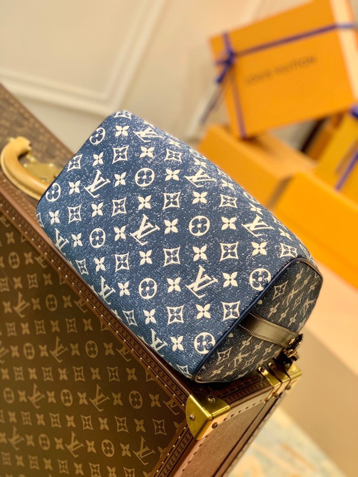 Louis Vuitton LV Speedy 25 丹宁蓝色牛仔布手提包 M59609