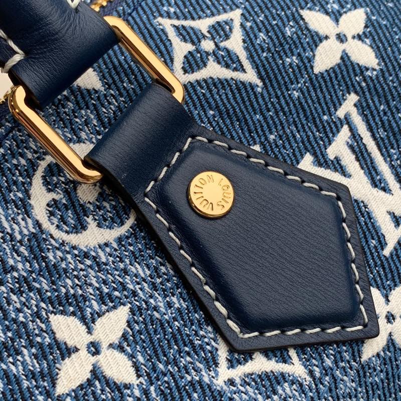 Louis Vuitton LV Speedy 25 丹宁蓝色牛仔布手提包 M59609