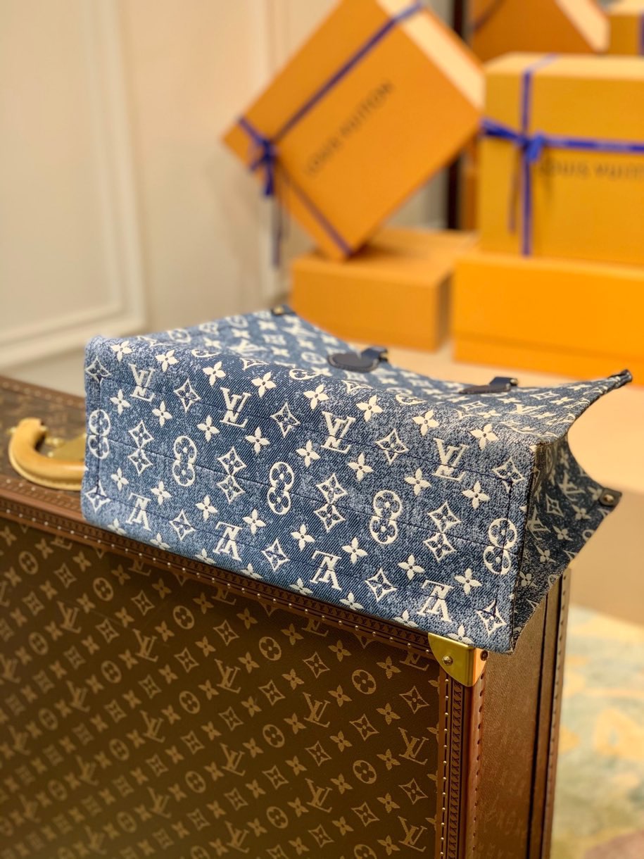 Louis Vuitton LV Onthego 丹宁系列牛仔蓝中号托特包 M59608