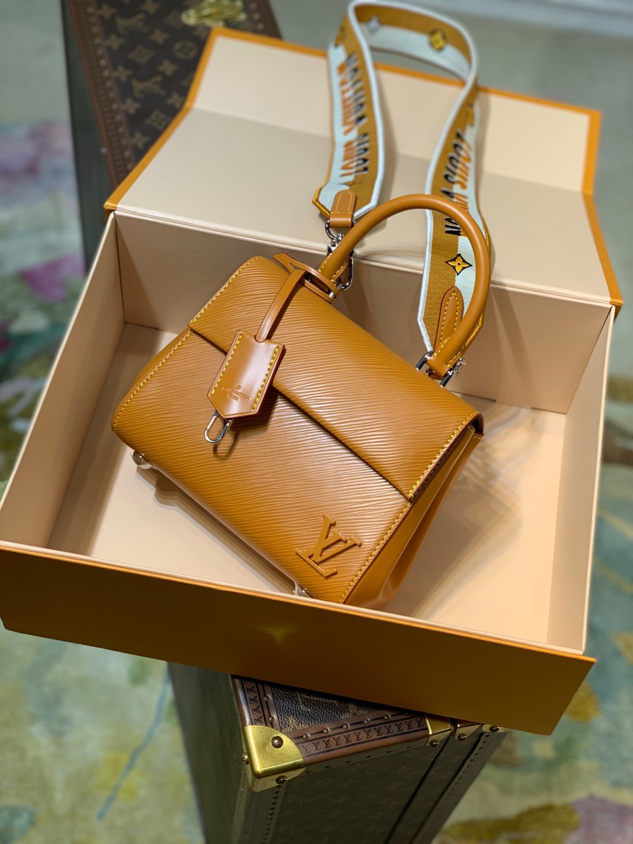 Louis Vuitton LV Cluny Mini Epi 皮革手提包 M58931蜜黃色