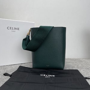 Celine Sangle Bucket Bags 2023 Replica Wholesale Cheap Sales Online
 Dark Green Gold Lychee Pattern Calfskin Cowhide Bucket