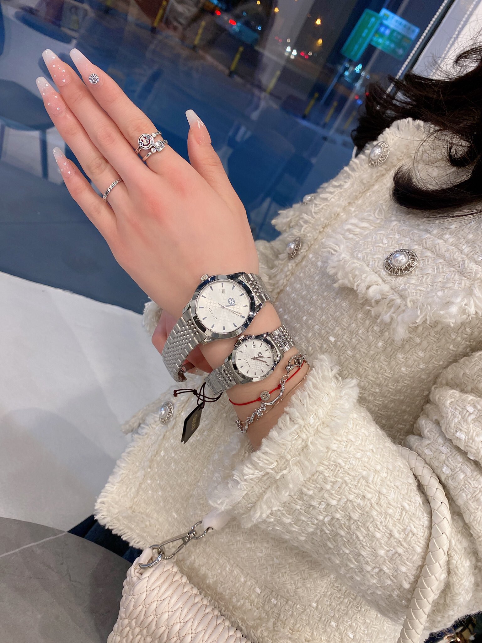 “Gucci Augustine Watch: Classic Nine-Colored Belt, Three-Colored Face, 28mm Female & 42mm Male Sizes” - 图片 6