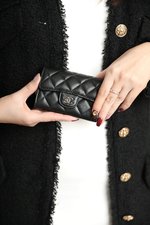 Chanel Wallet Card pack Black Lambskin Sheepskin
