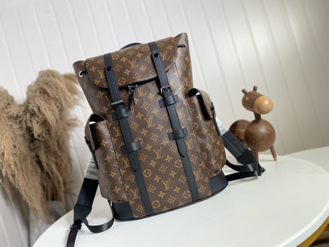 Louis Vuitton LV Christopher Cheap
 Backpack Travel Bags Black Grid Monogram Canvas M43735