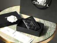 Chanel Wallet Card pack Top quality Fake
 Black All Steel Lambskin Sheepskin