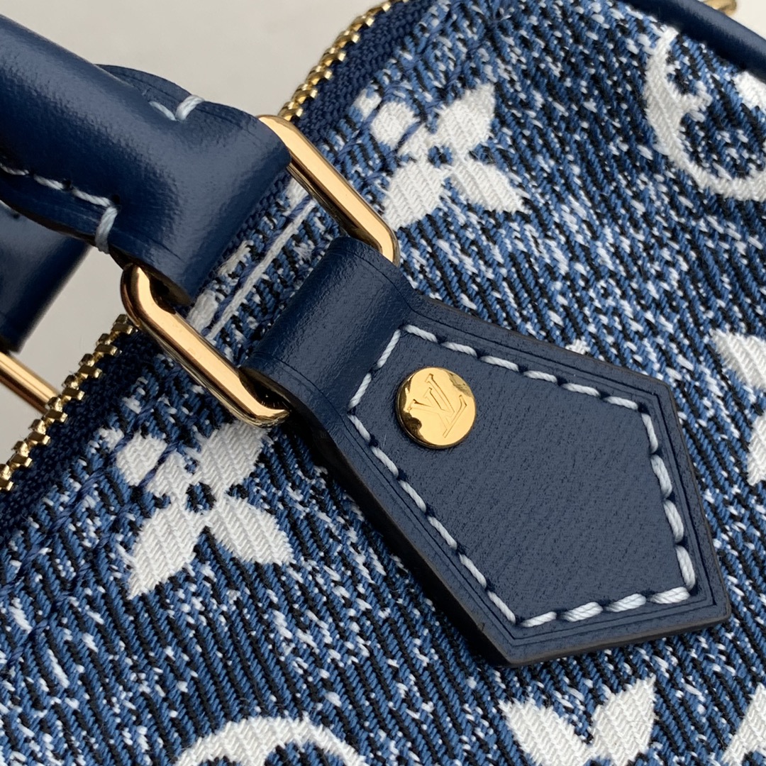 Louis Vuitton LV Nano Speedy 丹宁蓝色牛仔布枕头包 M81168