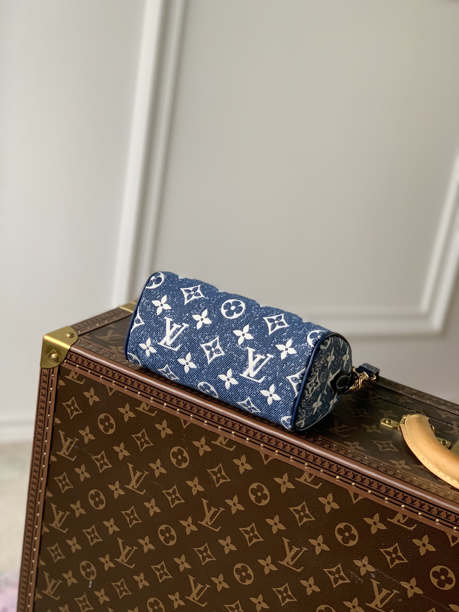 Louis Vuitton LV Nano Speedy 丹宁蓝色牛仔布枕头包 M81168
