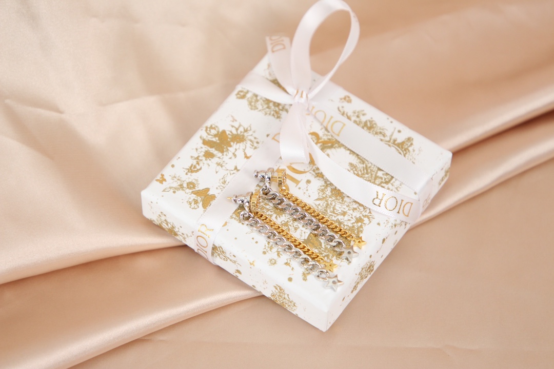 批65
👑dior 迪奥 2020秋冬新品 耳钉 双色 耳钉 耳环
超酷有钱小姐姐最爱
链条拼色设计太帅了
zp定制施华洛银色魅影钻耳环
两种佩戴效果！