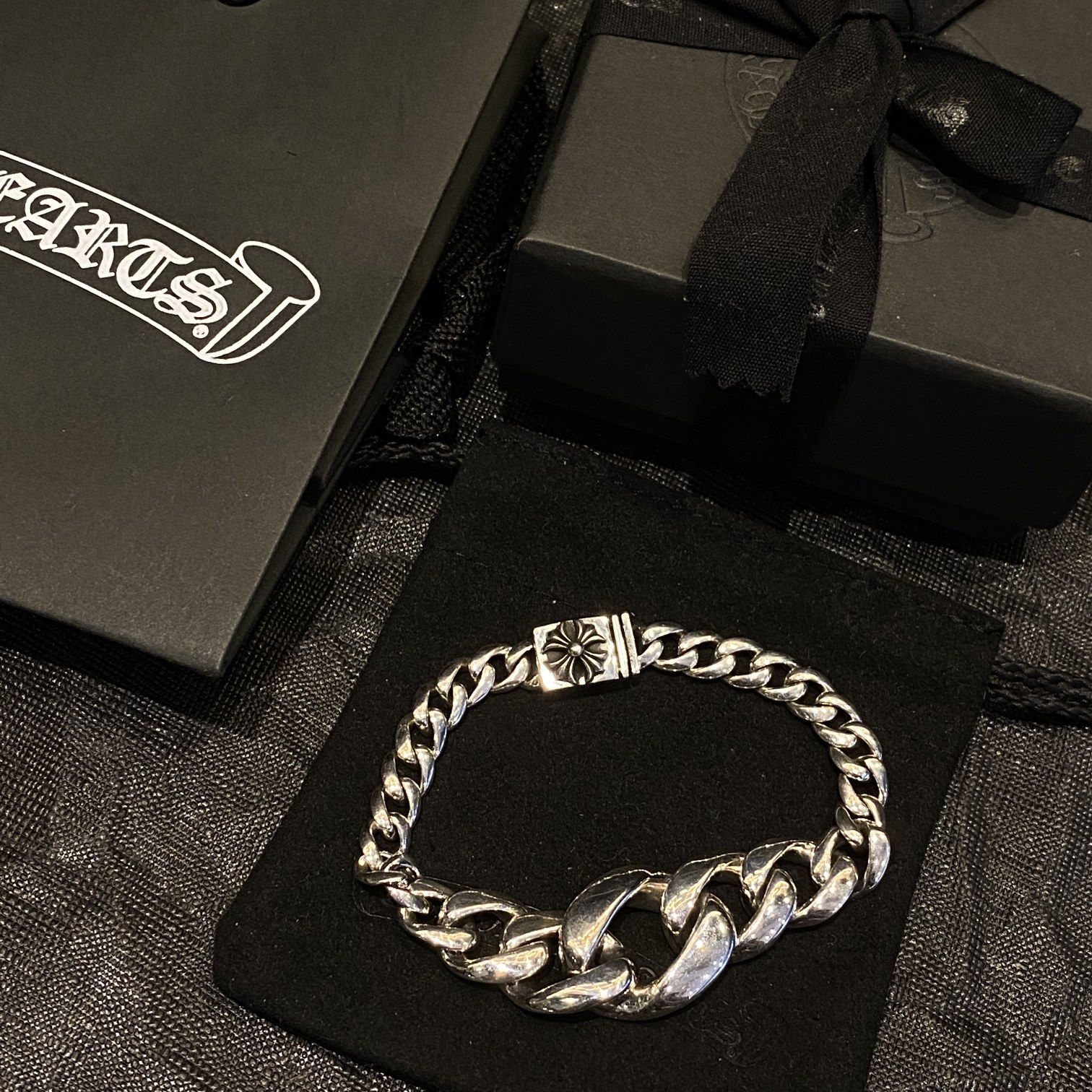 Chrome Hearts 𝐂𝐡𝐫𝐨𝐦𝐞 𝐡𝐞𝐚𝐫𝐭𝐬克罗心十字花光面渐变手链