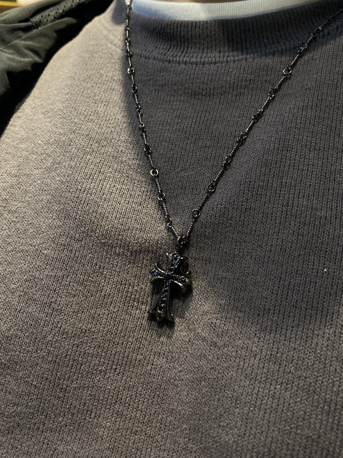 Chrome Hearts 𝐂𝐡𝐫𝐨𝐦𝐞 𝐡𝐞𝐚𝐫𝐭𝐬克罗心黑银十字架项链