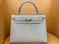 Hermes Kelly Handbags Crossbody & Shoulder Bags Elephant Grey Bronzing Gold Hardware Epsom