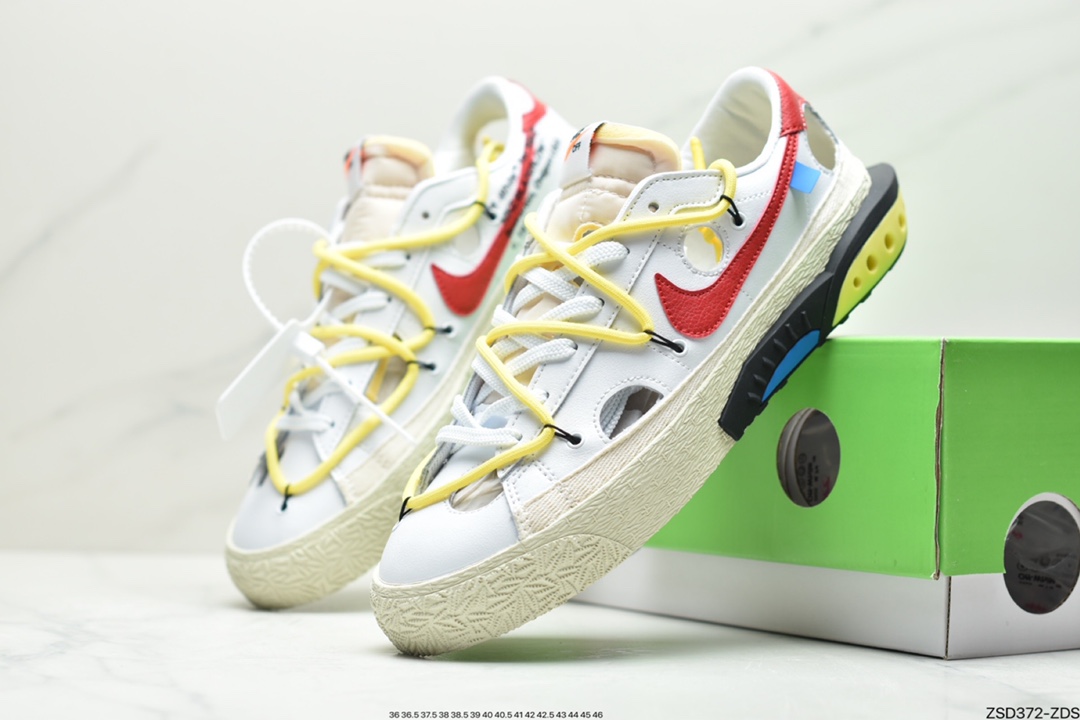 320 公司级 联乘VIRGIL ABLOH设计师独立品牌Off-White x Nike Blazer Low”Black/Black-Green”开拓者DH7863-001