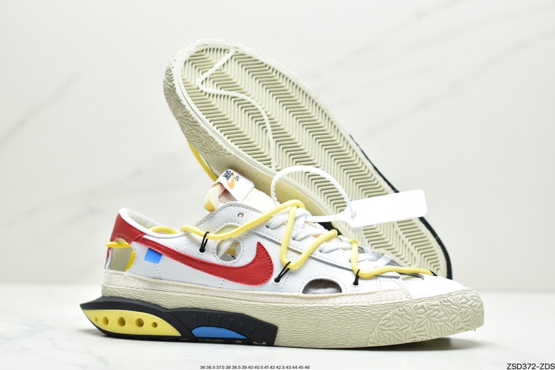 320 公司级 联乘VIRGIL ABLOH设计师独立品牌Off-White x Nike Blazer Low”Black/Black-Green”开拓者DH7863-001