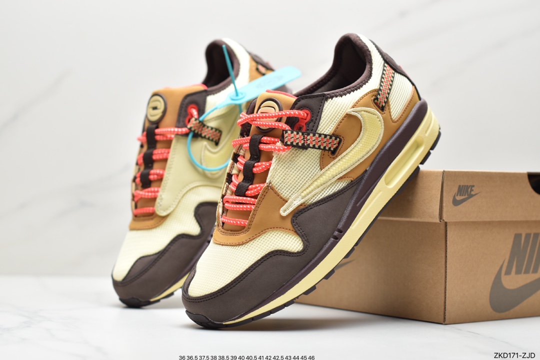 270 公司级Travis Scott x Nike Air Max 1”Cactus Jack”改版款低帮复古百搭休闲运动慢跑鞋DO9392-700